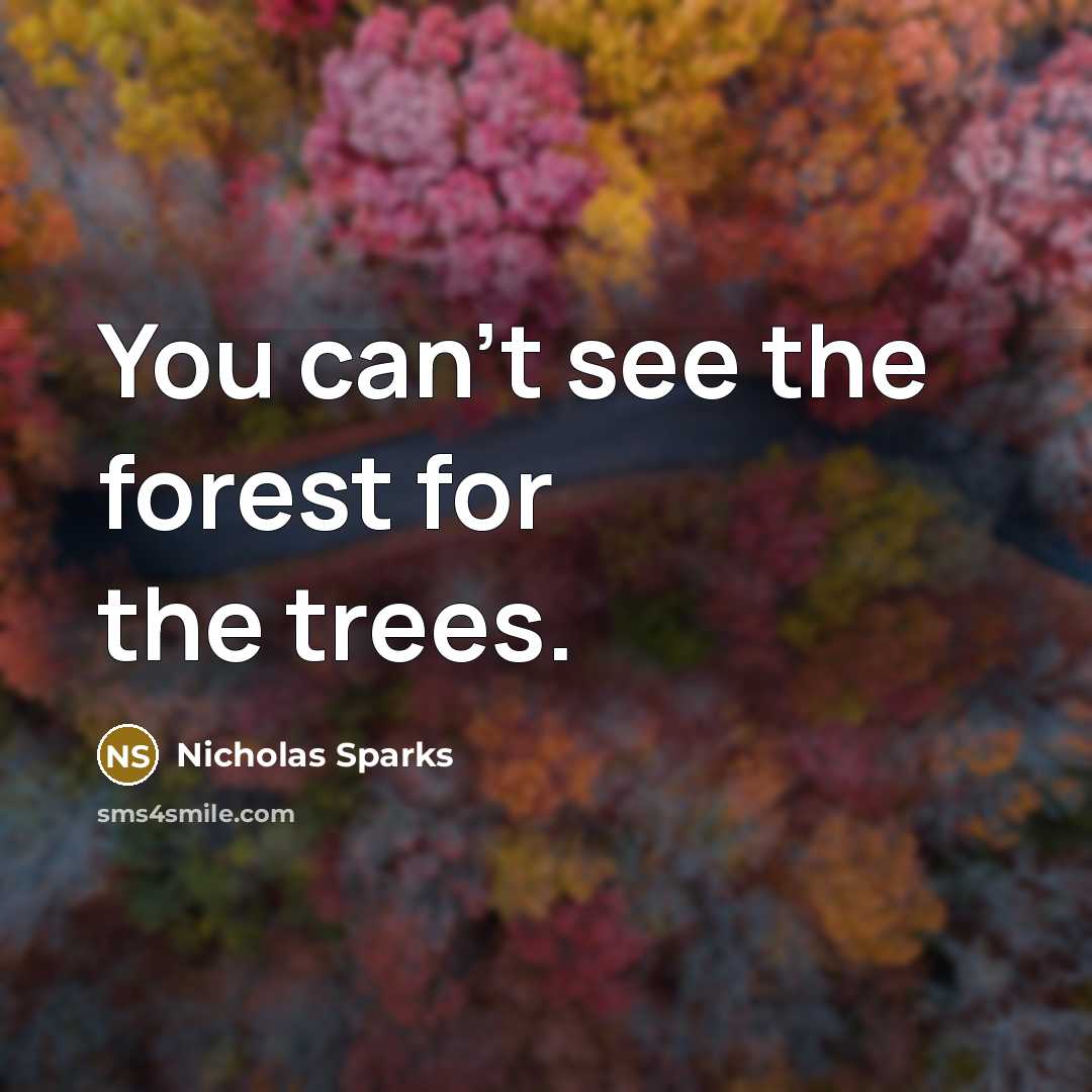 “You can't see the forest for the trees.” quote by Nicholas Sparks