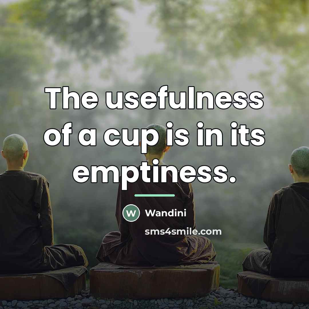 “The usefulness of a cup is in its emptiness.…” quote by Wandini