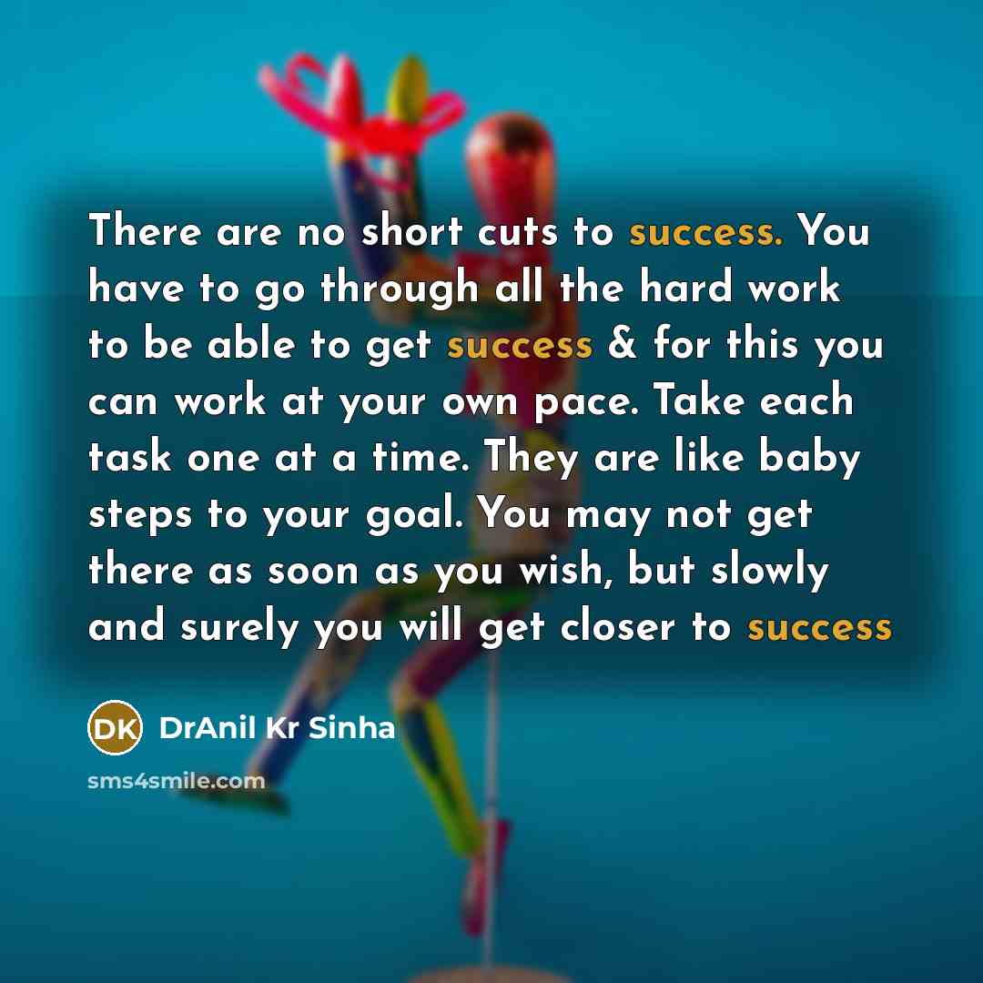 “There are no short cuts to success. You have to…” quote by DrAnil Kr Sinha