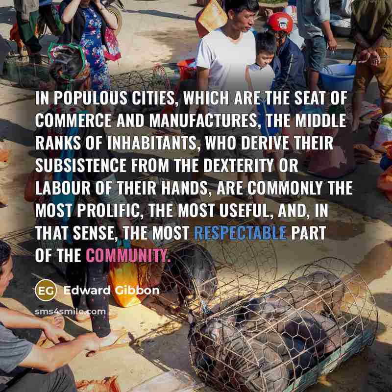 “In populous cities, which are the seat of commerce and…” quote by Edward Gibbon