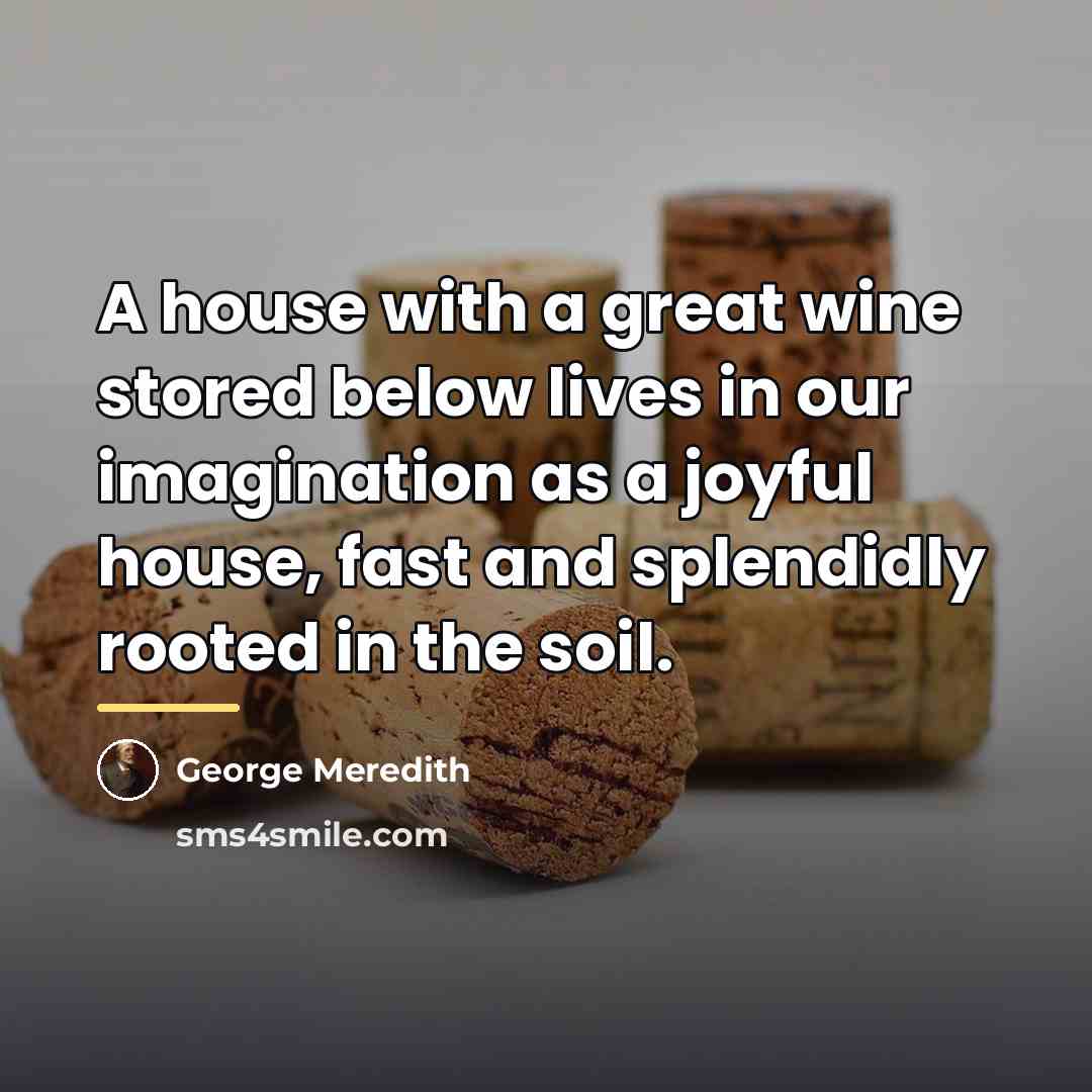 “A house with a great wine stored below lives in…” quote by George Meredith