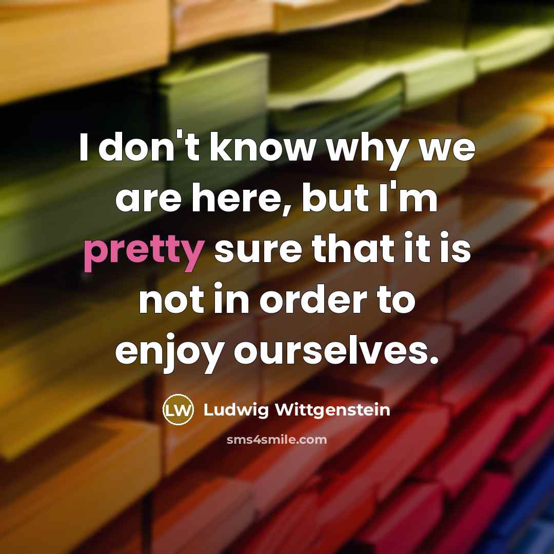 “I don't know why we are here, but I'm pretty…” quote by Ludwig Wittgenstein