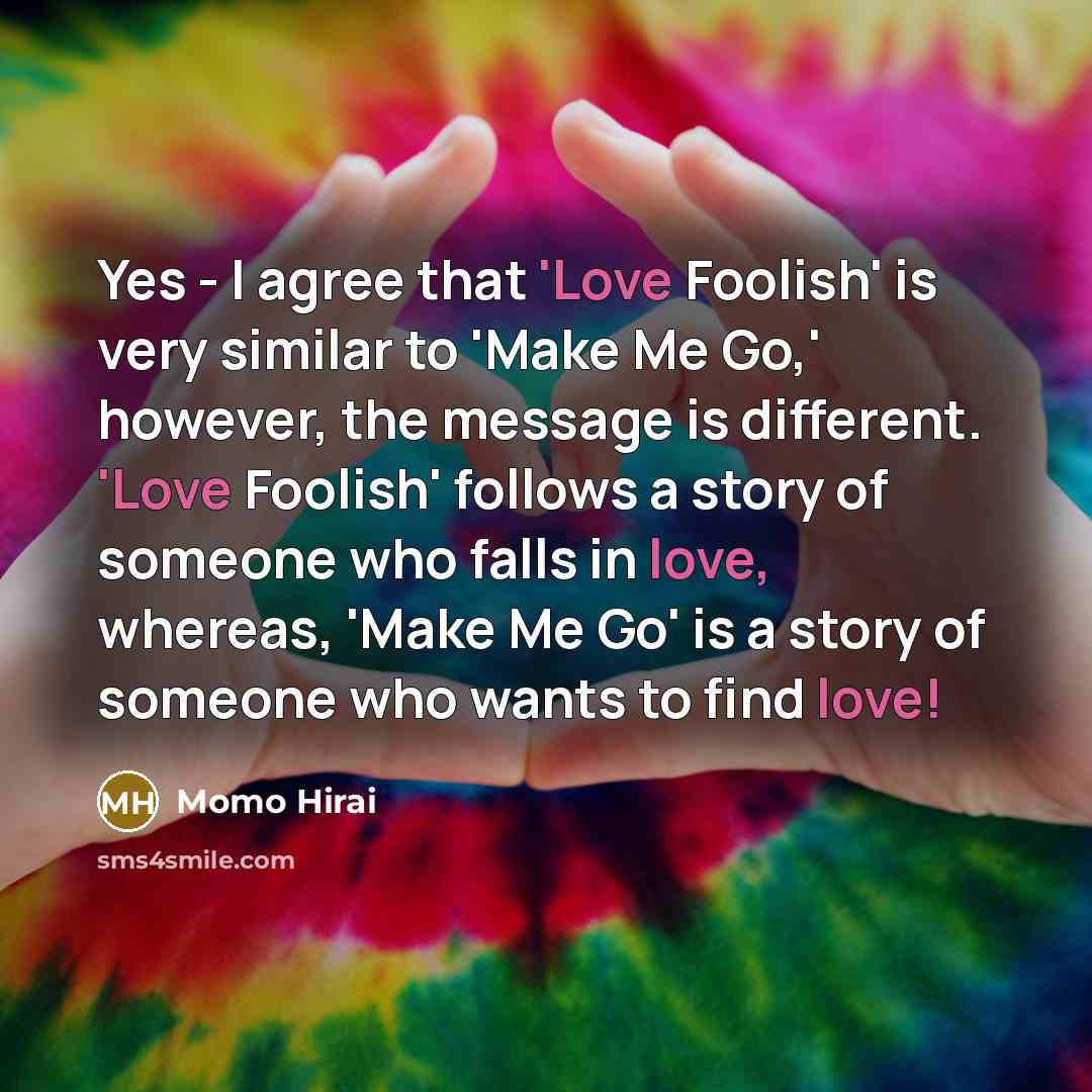 “Yes - I agree that 'Love Foolish' is very similar…” quote by Momo Hirai