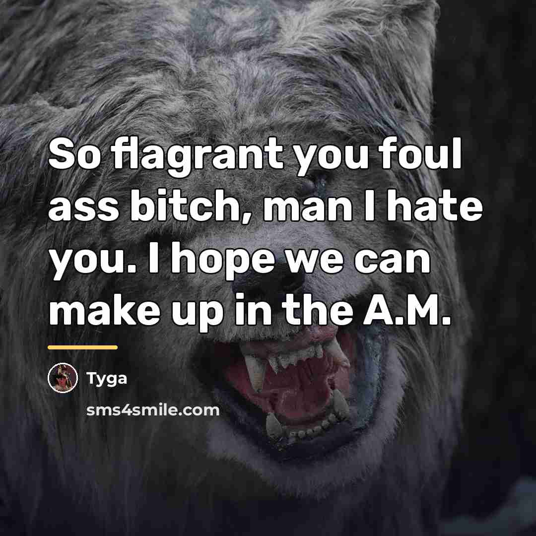 “So flagrant you foul ass bitch, man I hate you.…” quote by Tyga