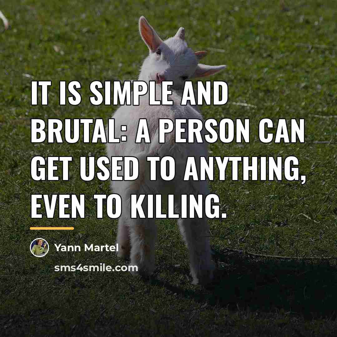 “It is simple and brutal: a person can get used…” quote by Yann Martel