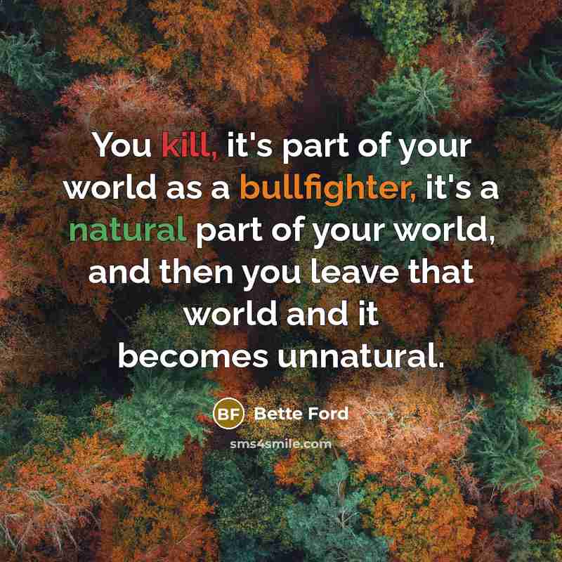 “You kill, it's part of your world as a bullfighter,…” quote by Bette Ford