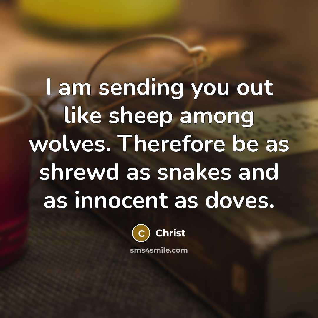 “I am sending you out like sheep among wolves. Therefore…” quote by Christ