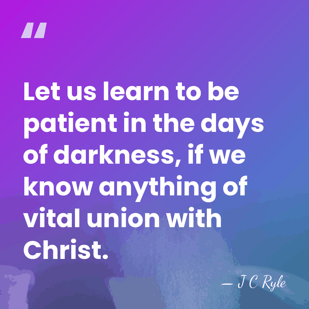 Let us learn to be patient in the days of darkness, if&hellip; - J C Ryle