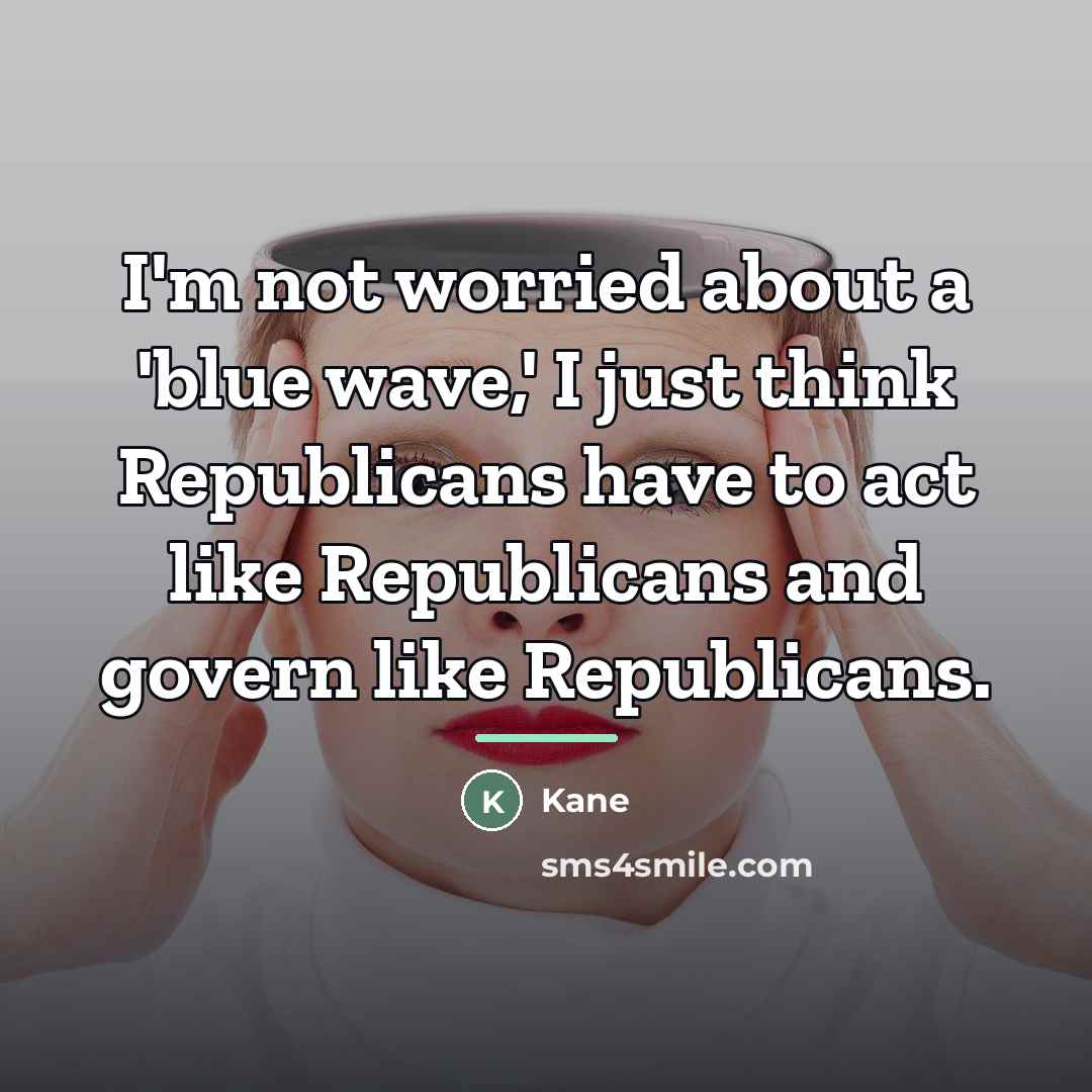 “I'm not worried about a 'blue wave,' I just think…” quote by Kane