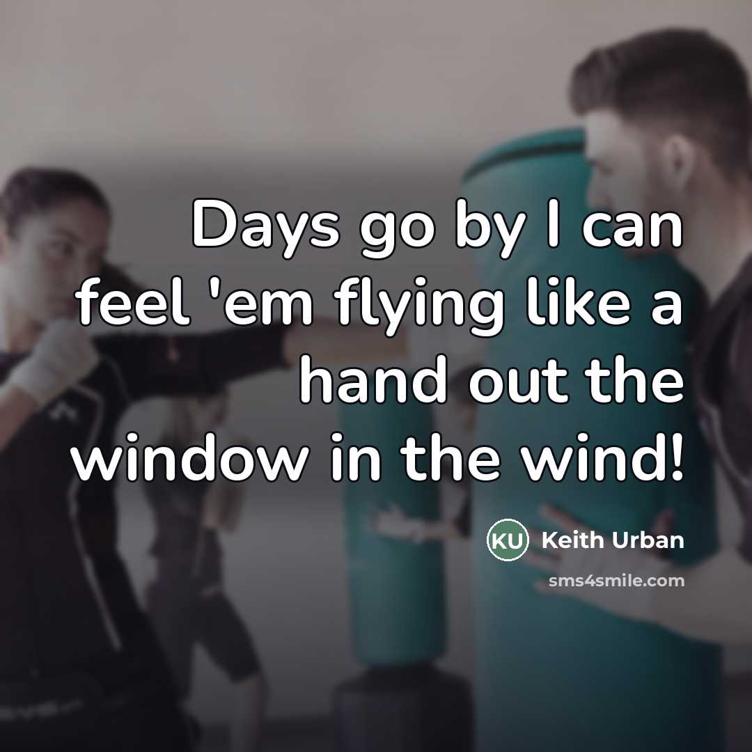 “Days go by I can feel 'em flying like a…” quote by Keith Urban