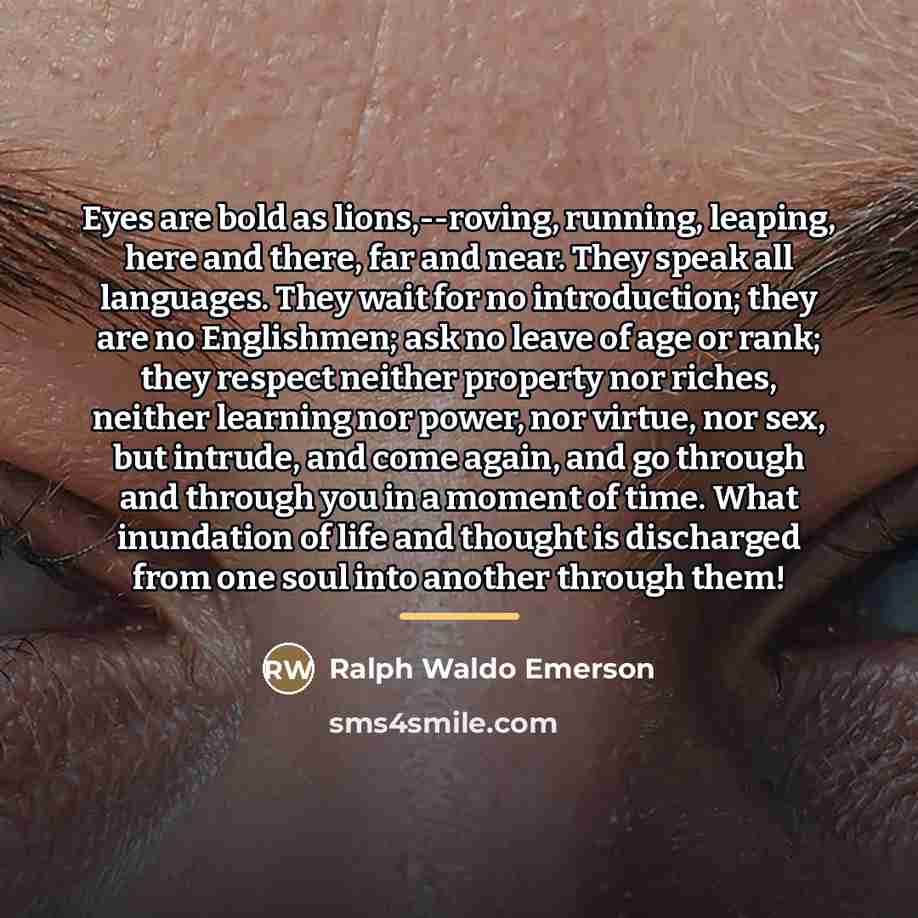 “Eyes are bold as lions,--roving, running, leaping, here and there,…” quote by Ralph Waldo Emerson