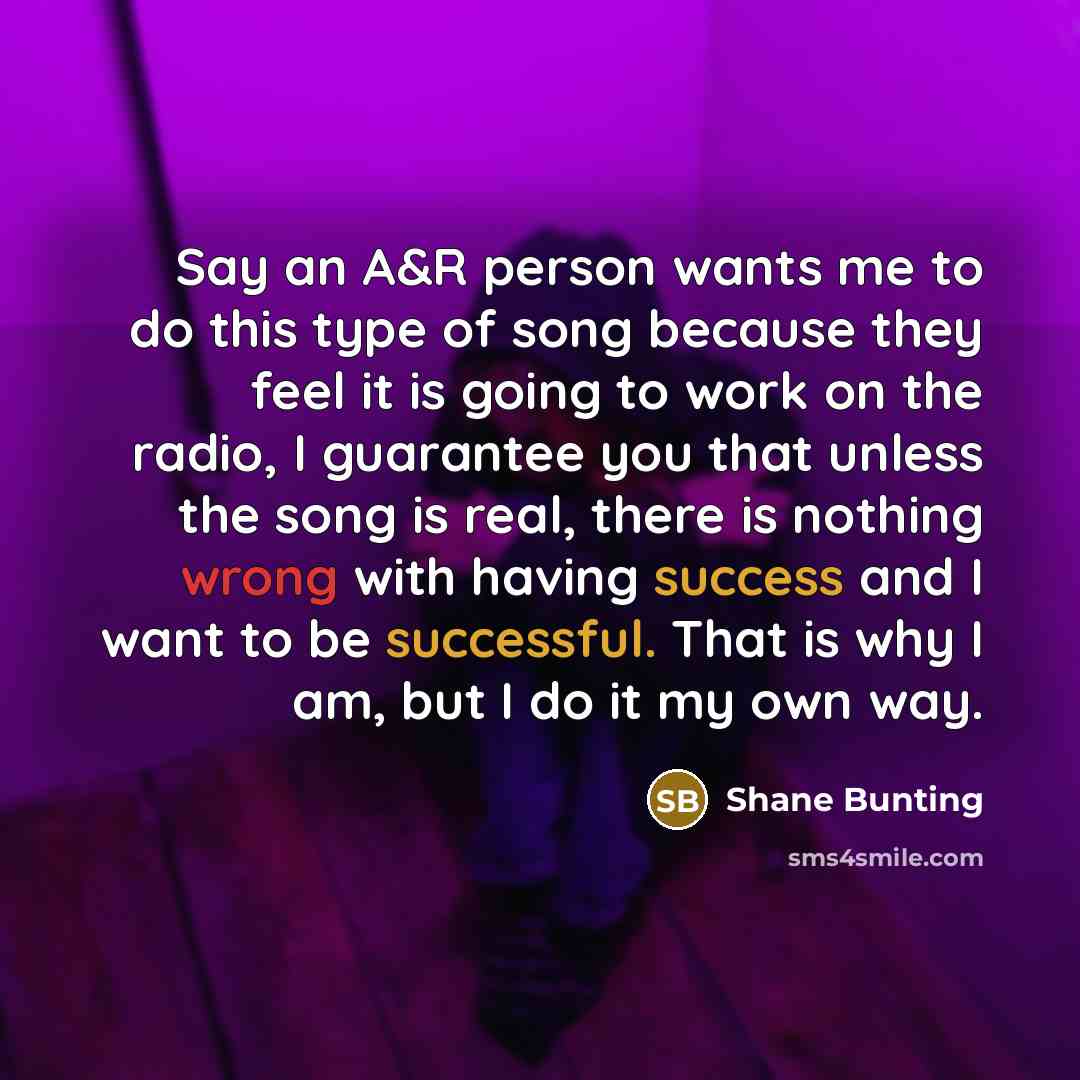 “Say an A&R person wants me to do this type…” quote by Shane Bunting