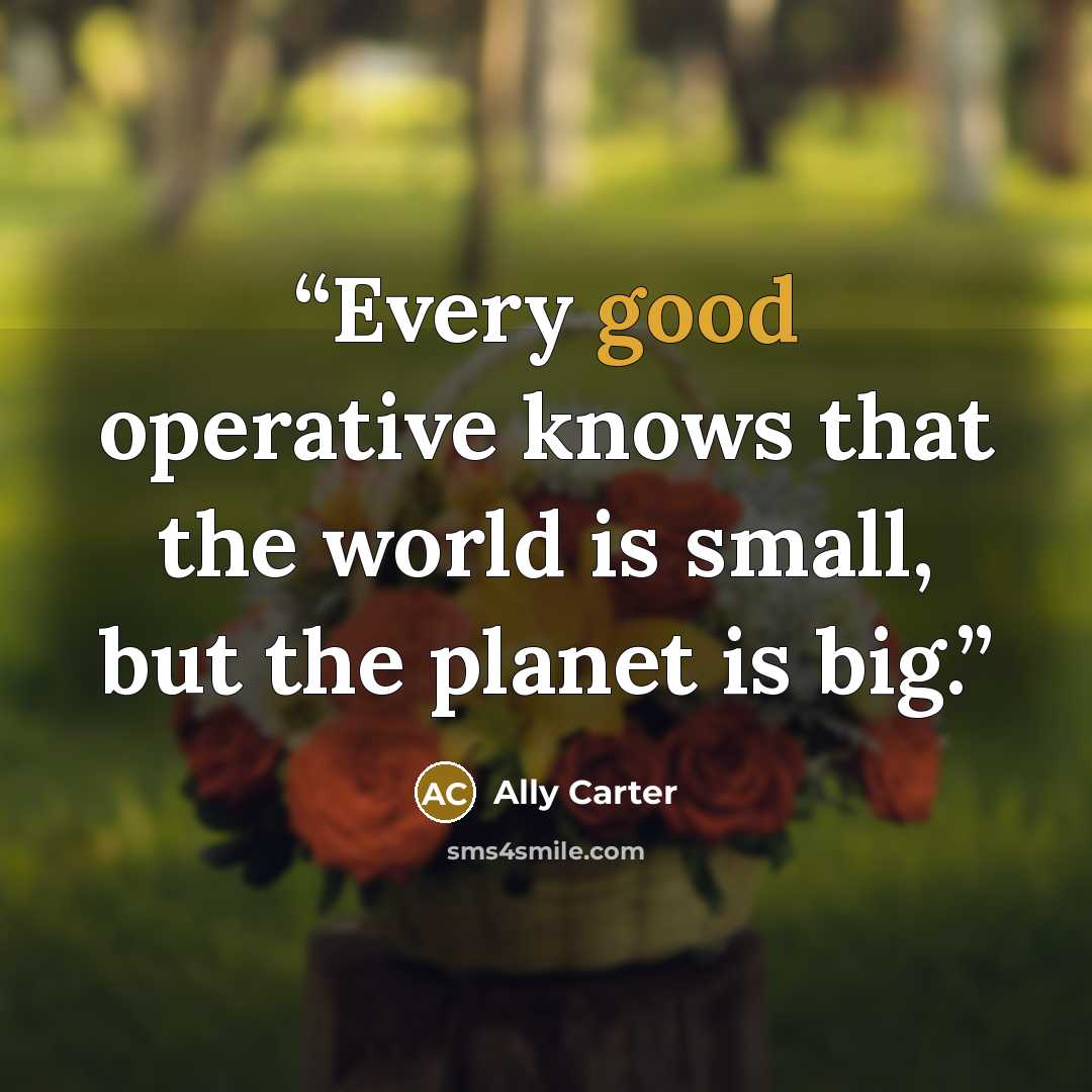 “Every good operative knows that the world is small, but the planet is big.” quote by Ally Carter
