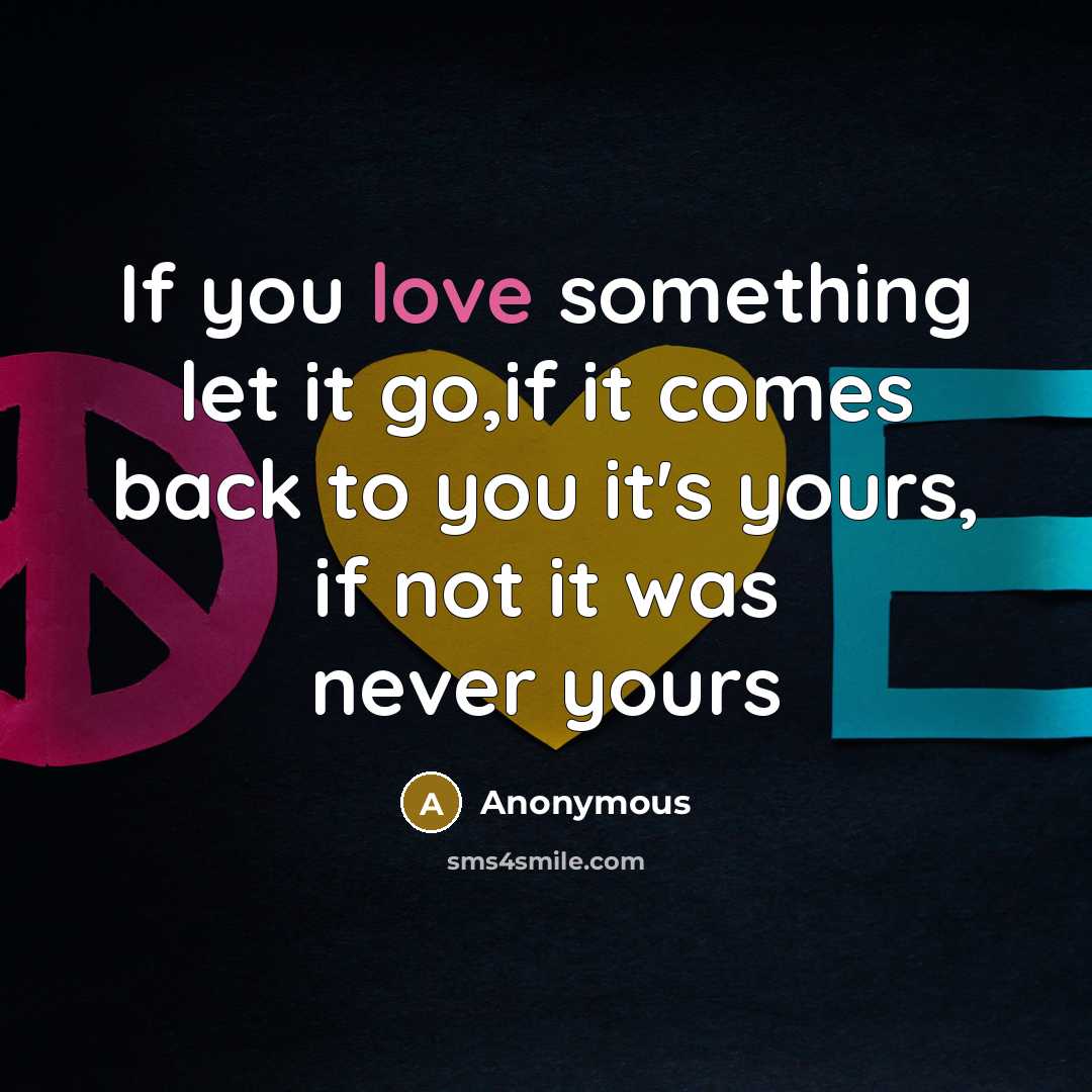 “If you love something let it go,if it comes back to you it's yours, if not it was never yours” quote by Anonymous