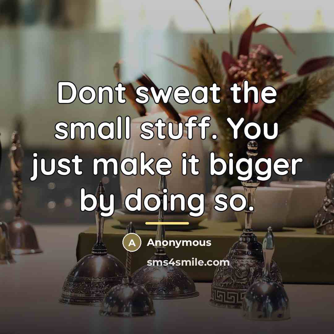 “Dont sweat the small stuff. You just make it bigger…” quote by Anonymous