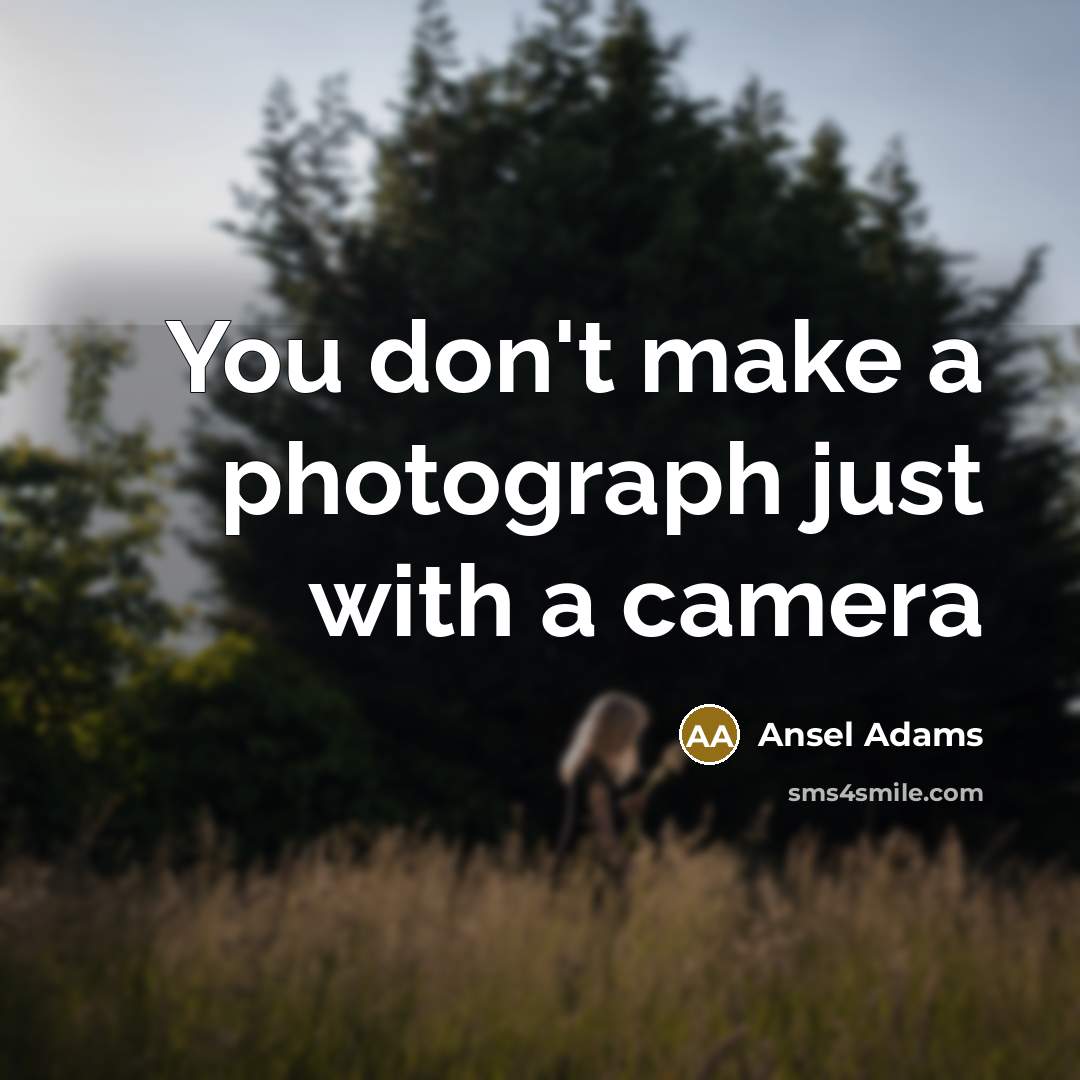 “You don't make a photograph just with a camera…” quote by Ansel Adams