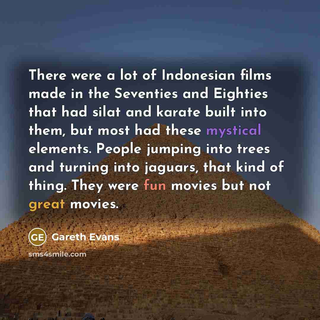 “There were a lot of Indonesian films made in the…” quote by Gareth Evans