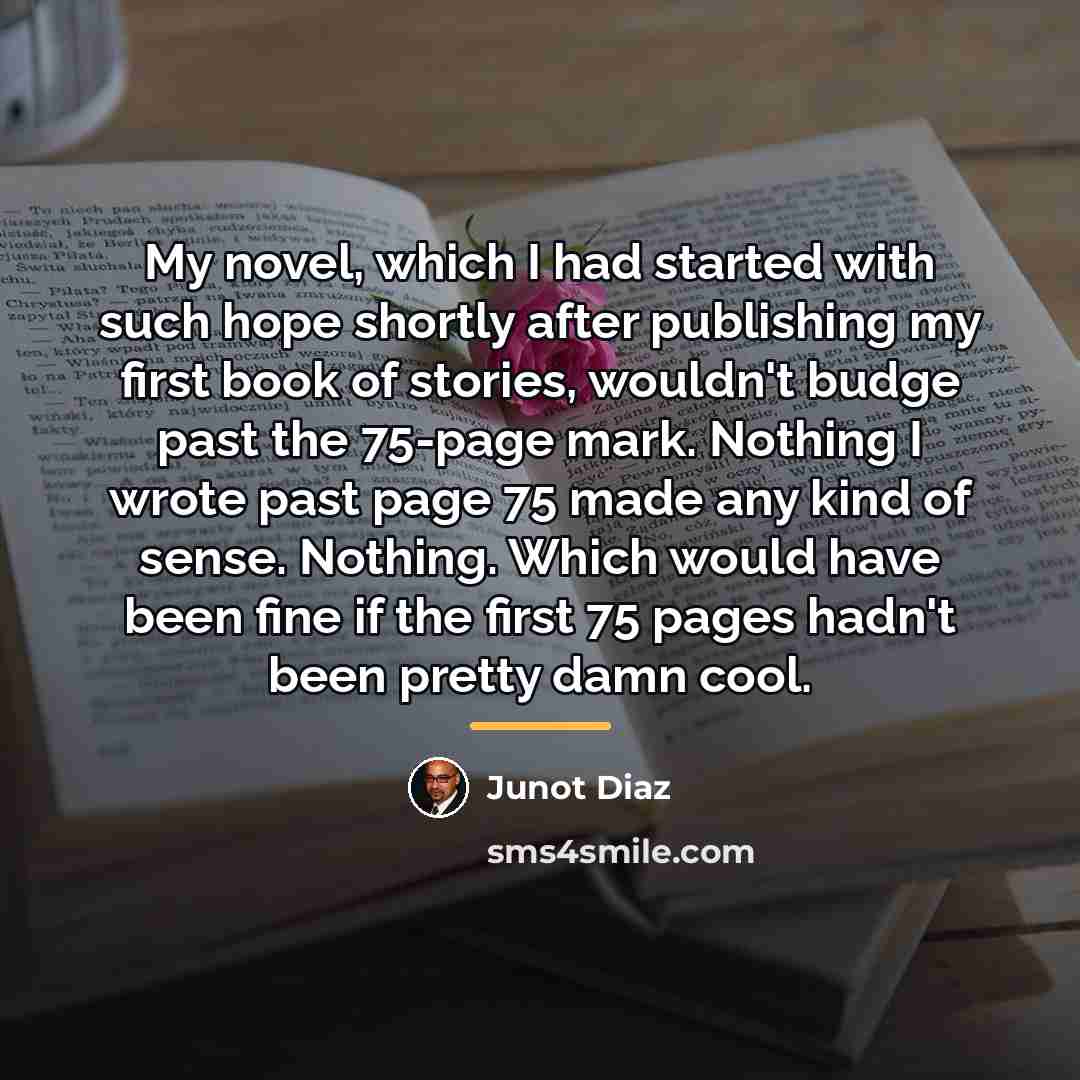 “My novel, which I had started with such hope shortly…” quote by Junot Diaz