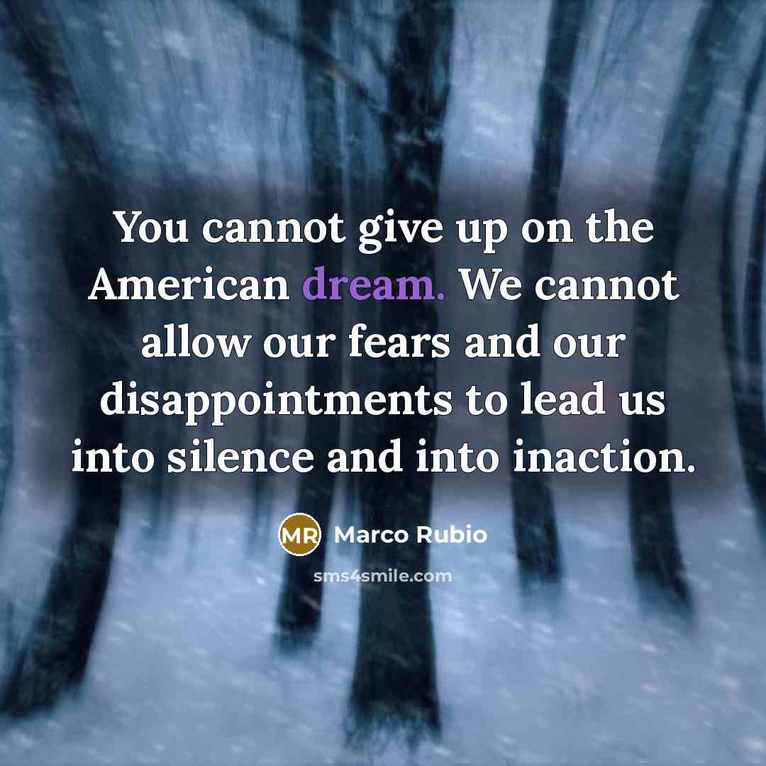 “You cannot give up on the American dream. We cannot…” quote by Marco Rubio