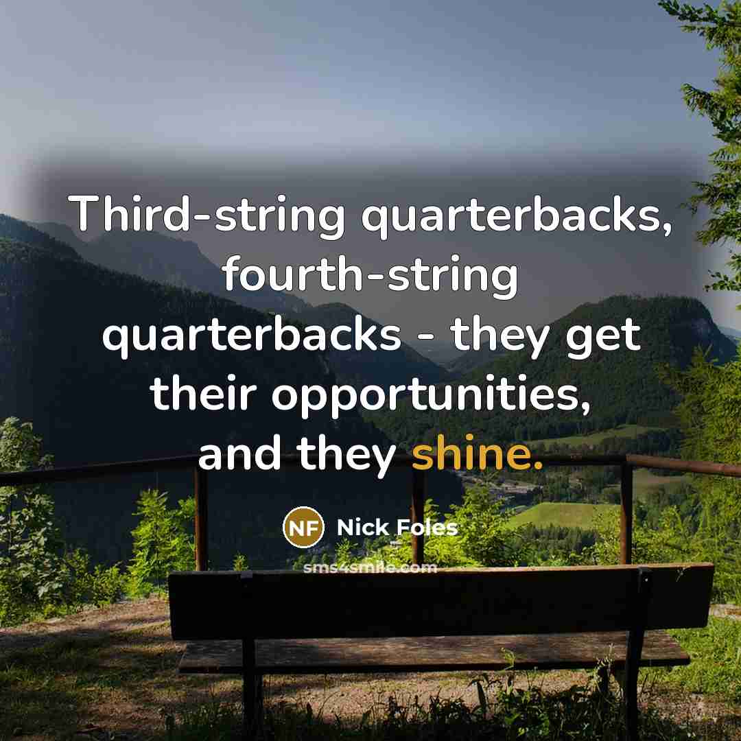 “Third-string quarterbacks, fourth-string quarterbacks - they get their opportunities, and they shine.” quote by Nick Foles