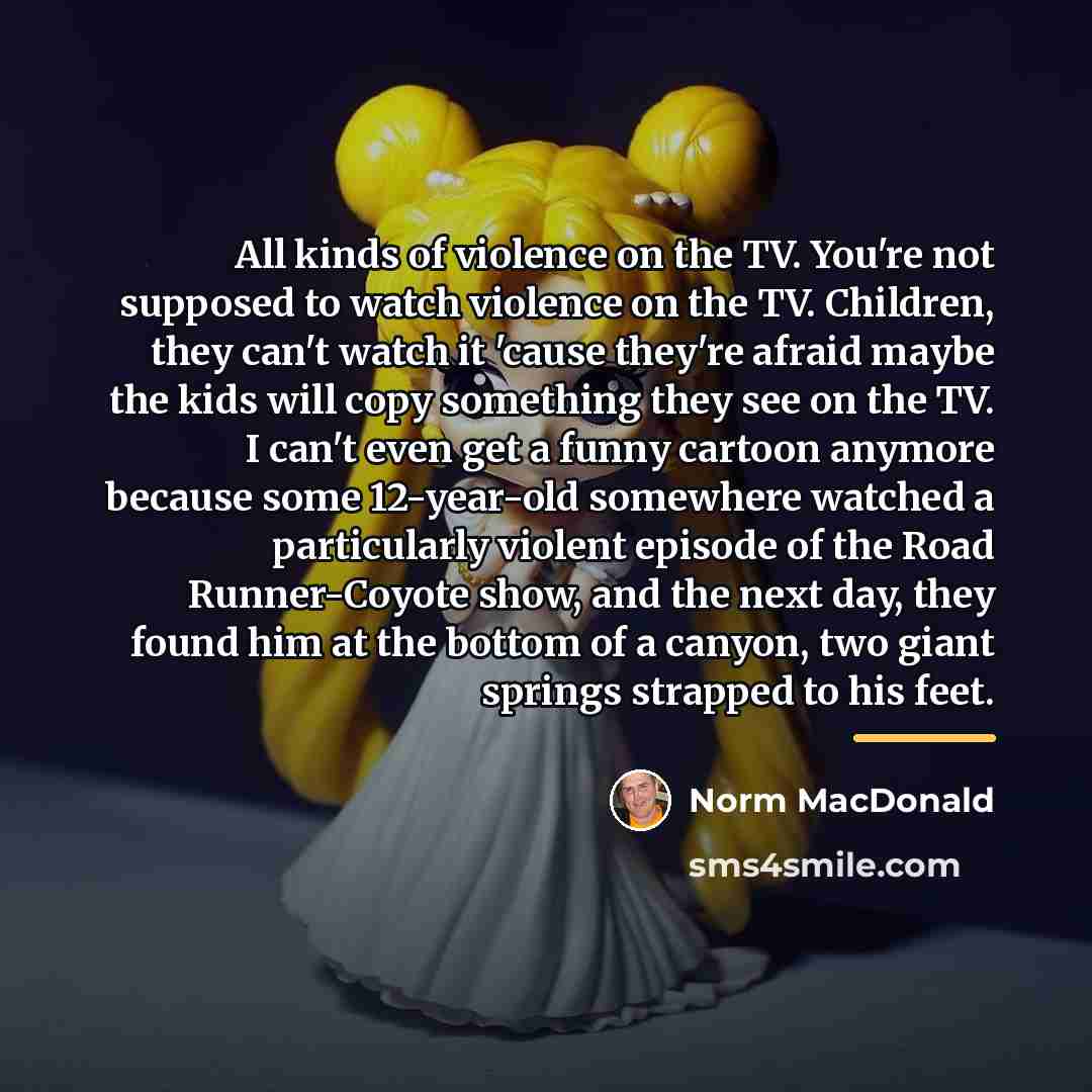 “All kinds of violence on the TV. You're not supposed…” quote by Norm MacDonald