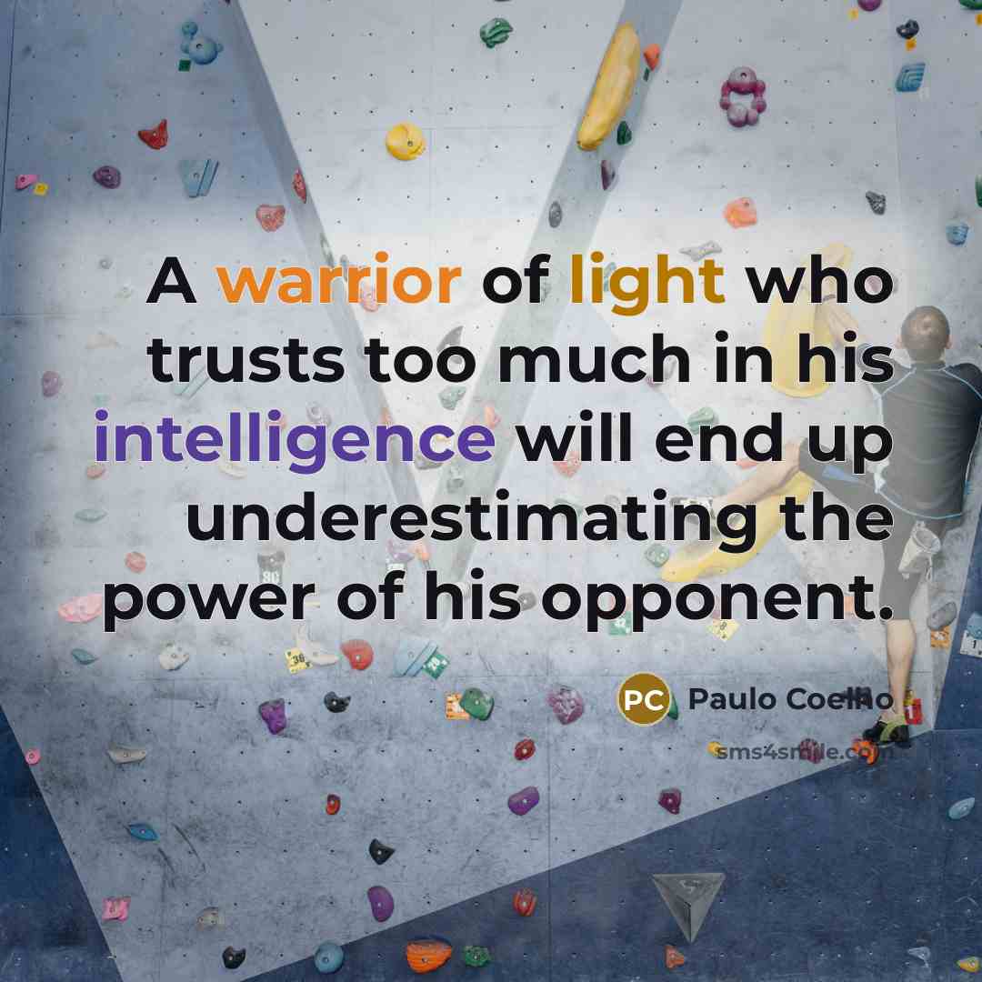 “A warrior of light who trusts too much in his…” quote by Paulo Coelho