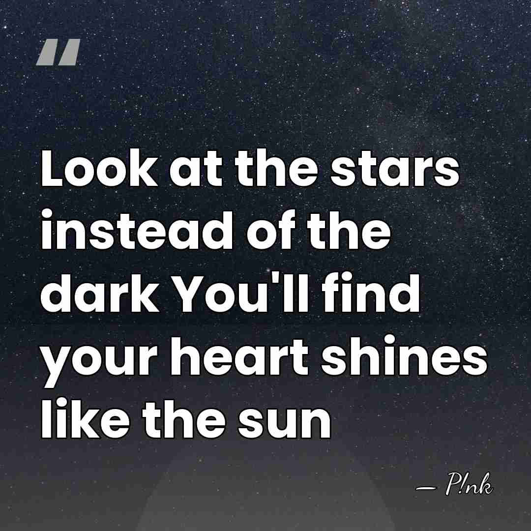 Look at the stars instead of the dark You'll find your heart&hellip; - P!nk