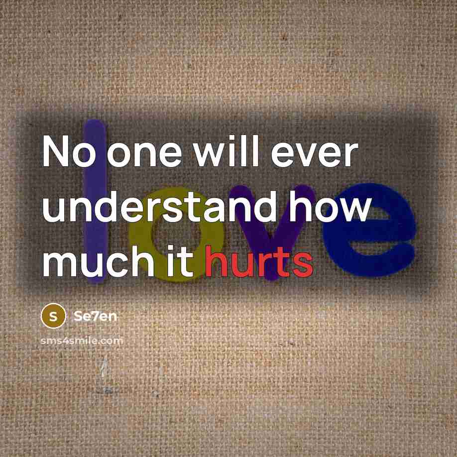 “No one will ever understand how much it hurts” quote by Se7en