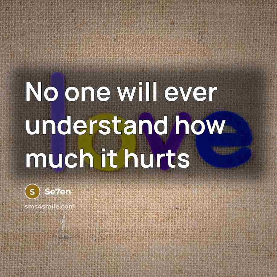 “No one will ever understand how much it hurts…” quote by Se7en