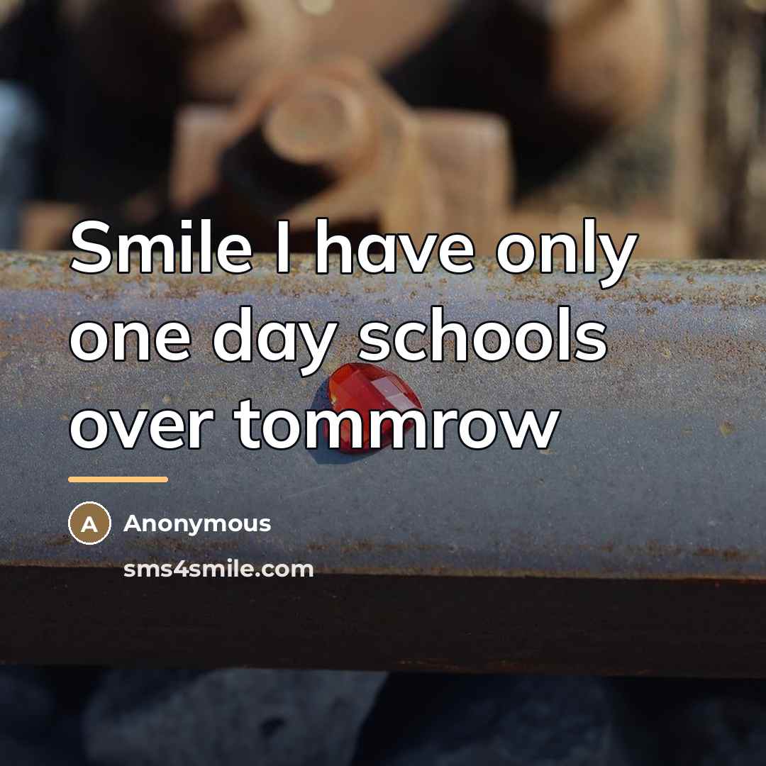 “Smile I have only one day schools over tommrow…” quote by Anonymous