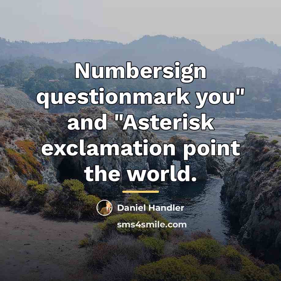 “Numbersign questionmark you" and "Asterisk exclamation point the world.…” quote by Daniel Handler