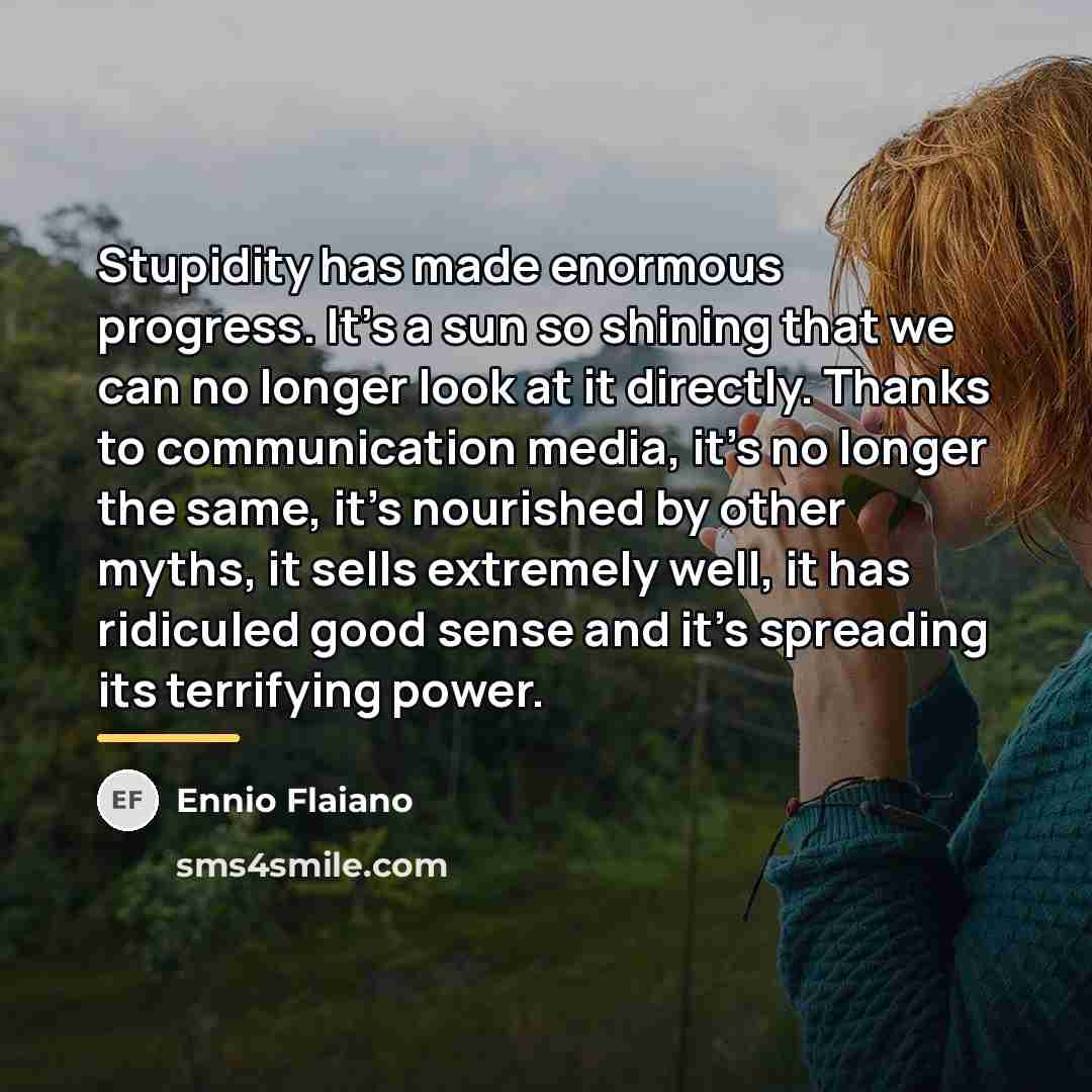 “Stupidity has made enormous progress. It's a sun so shining…” quote by Ennio Flaiano