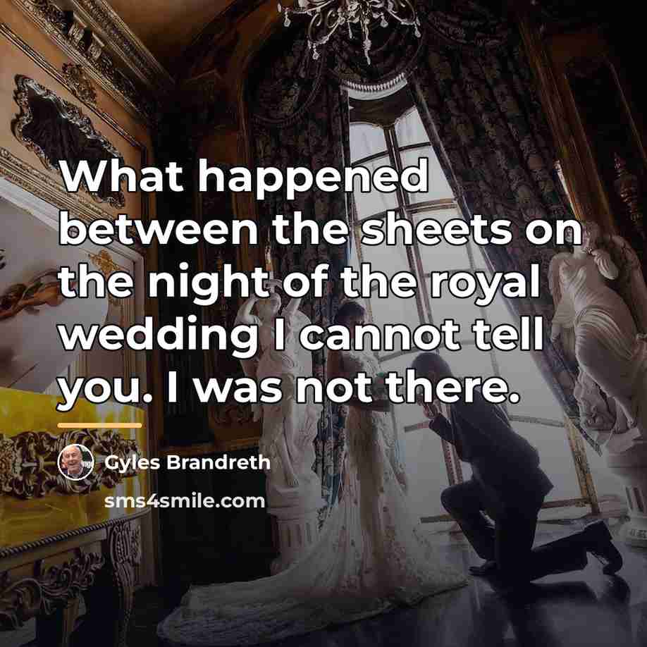 “What happened between the sheets on the night of the…” quote by Gyles Brandreth
