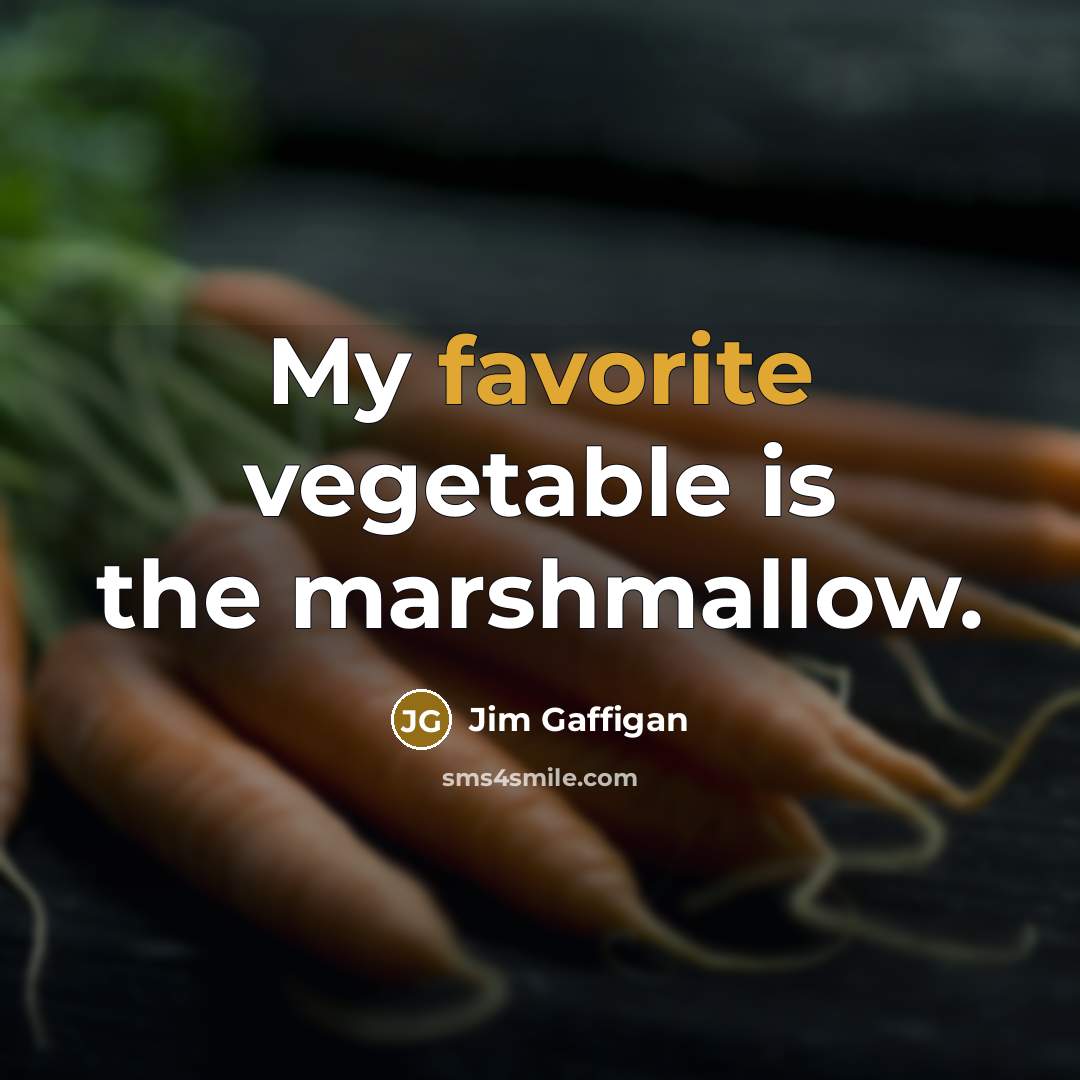 “My favorite vegetable is the marshmallow.” quote by Jim Gaffigan