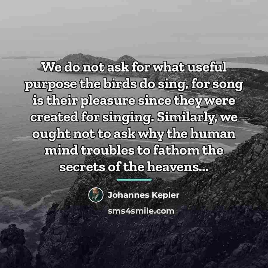 “We do not ask for what useful purpose the birds…” quote by Johannes Kepler