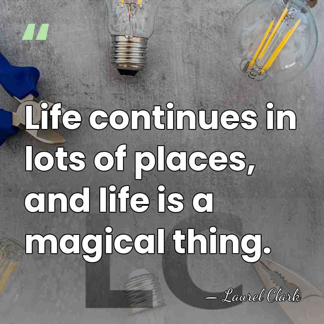 Life continues in lots of places, and life is a magical thing. - Laurel Clark