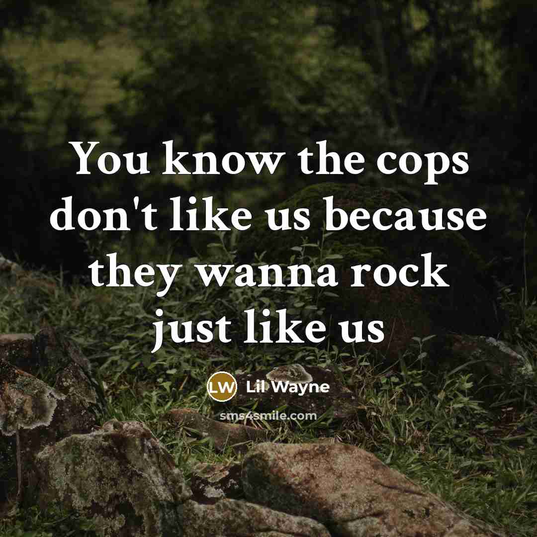 “You know the cops don't like us because they wanna…” quote by Lil Wayne