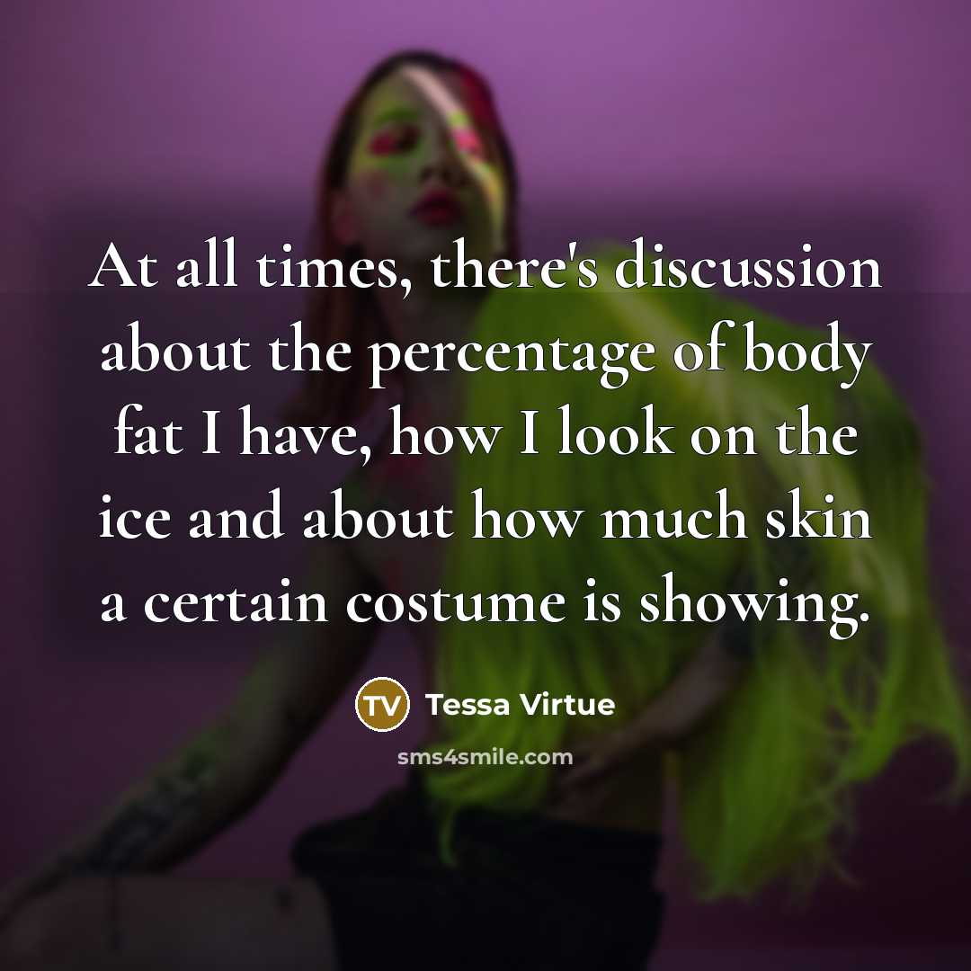 “At all times, there's discussion about the percentage of body…” quote by Tessa Virtue