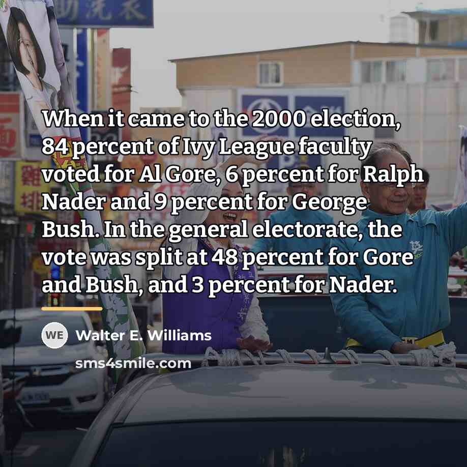 “When it came to the 2000 election, 84 percent of…” quote by Walter E. Williams