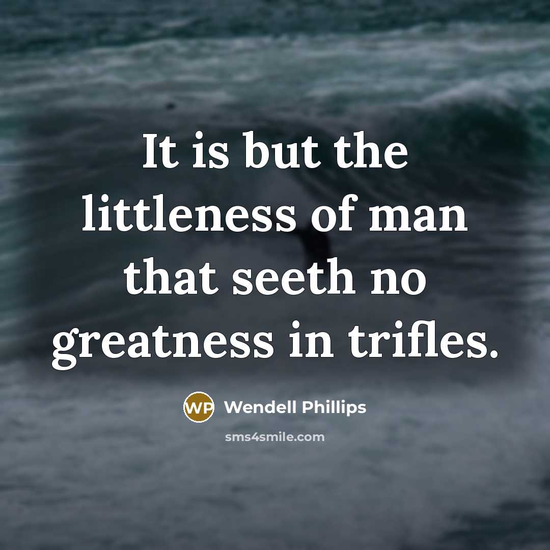 “It is but the littleness of man that seeth no…” quote by Wendell Phillips