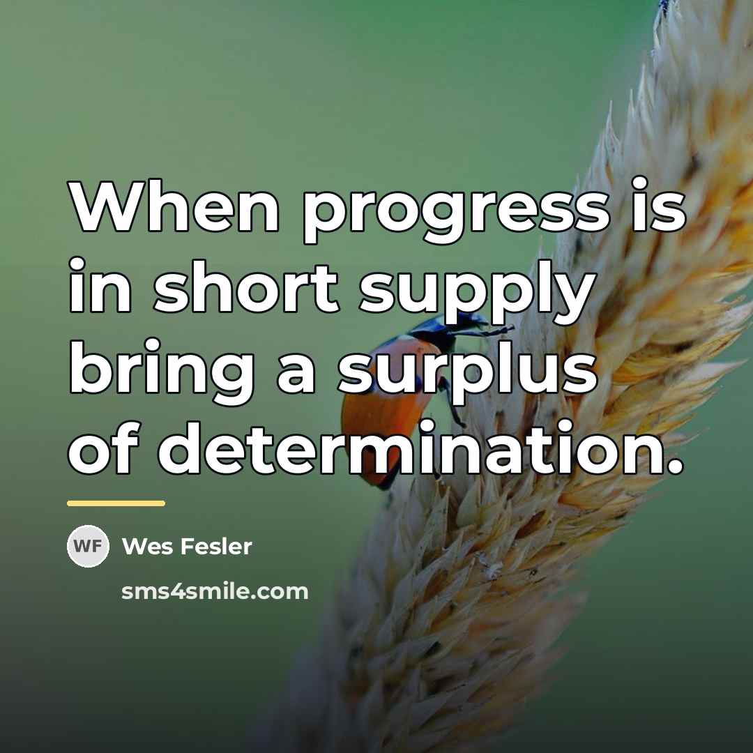 “When progress is in short supply bring a surplus of…” quote by Wes Fesler