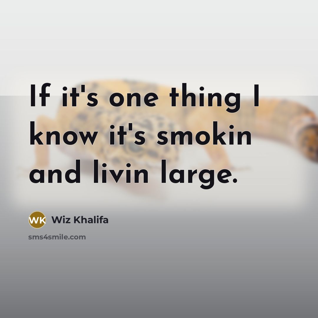 “If it's one thing I know it's smokin and livin…” quote by Wiz Khalifa