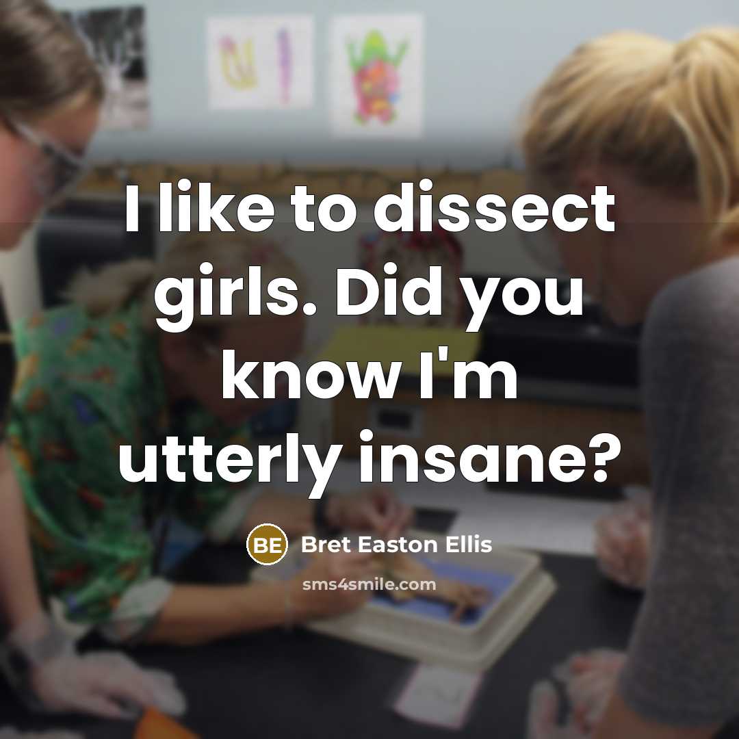 “I like to dissect girls. Did you know I'm utterly insane?” quote by Bret Easton Ellis