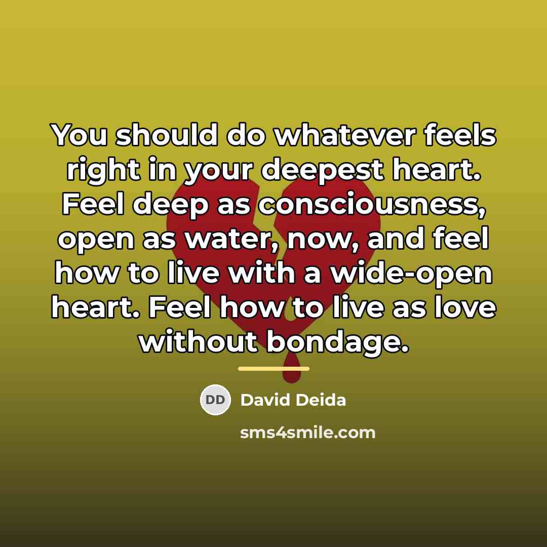 “You should do whatever feels right in your deepest heart.…” quote by David Deida