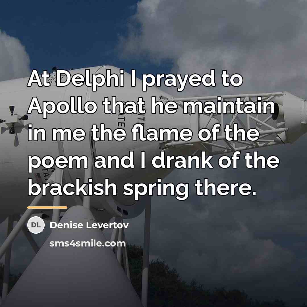 “At Delphi I prayed to Apollo that he maintain in…” quote by Denise Levertov