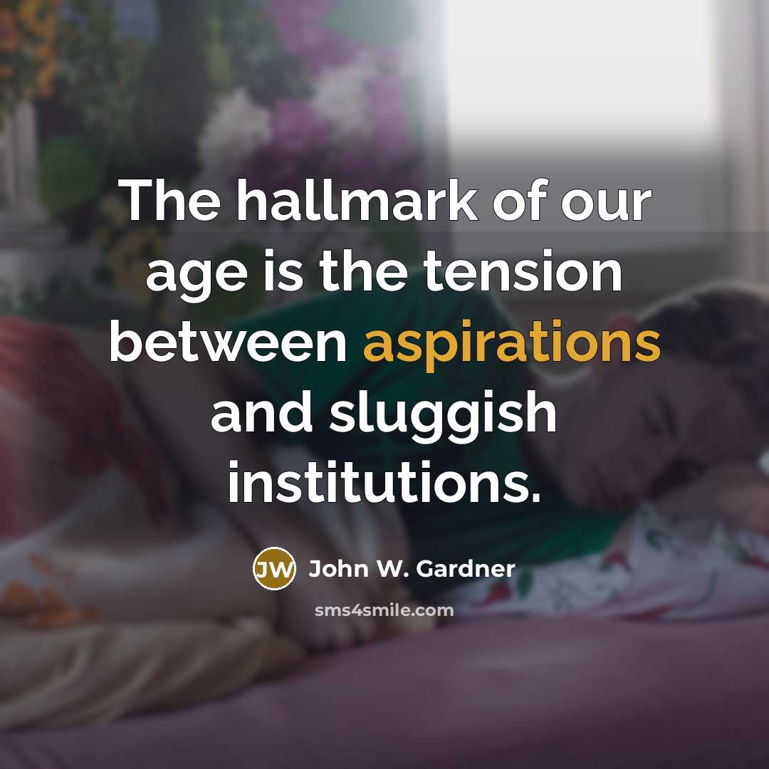 “The hallmark of our age is the tension between aspirations…” quote by John W. Gardner