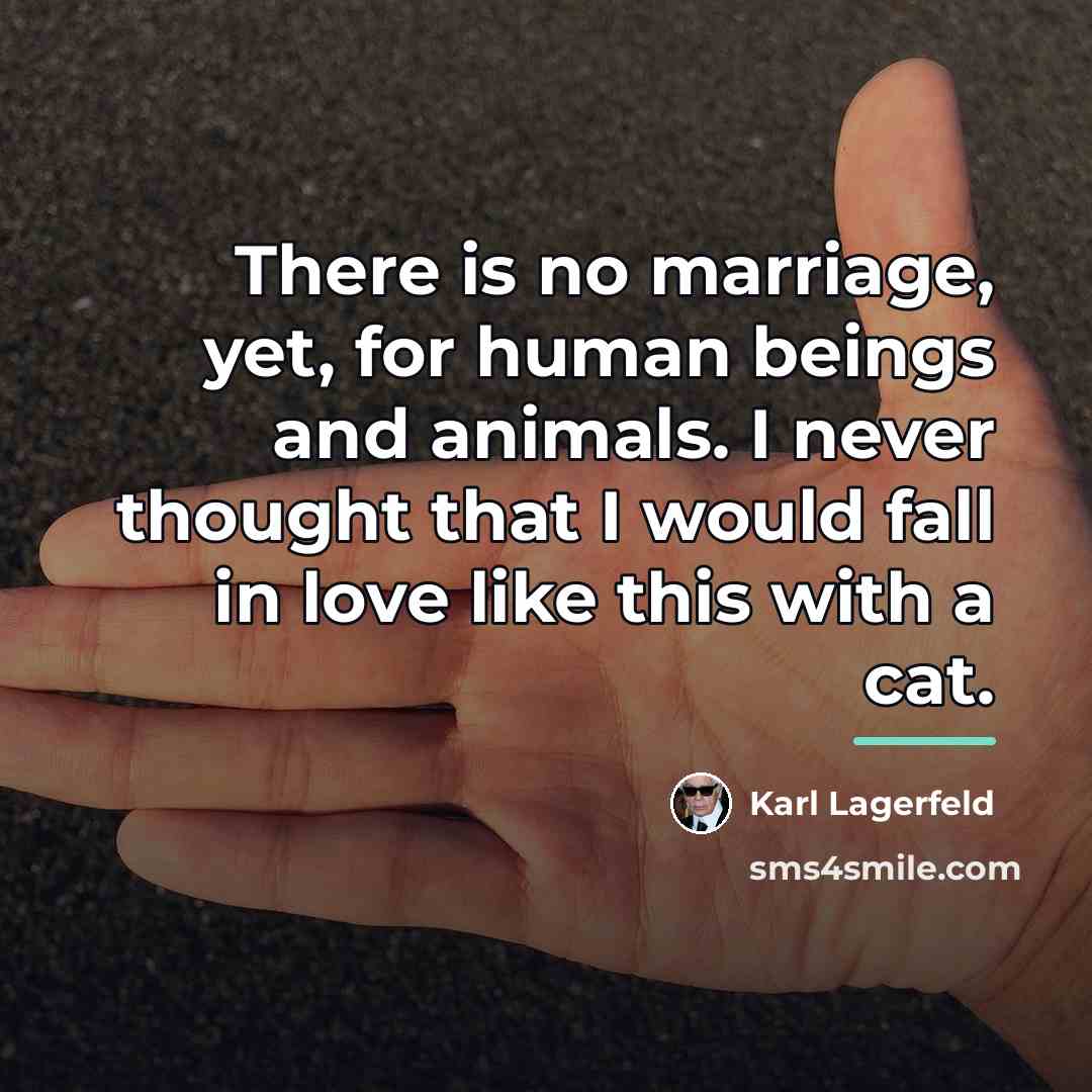 “There is no marriage, yet, for human beings and animals.…” quote by Karl Lagerfeld