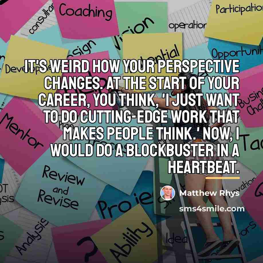 “It's weird how your perspective changes. At the start of…” quote by Matthew Rhys