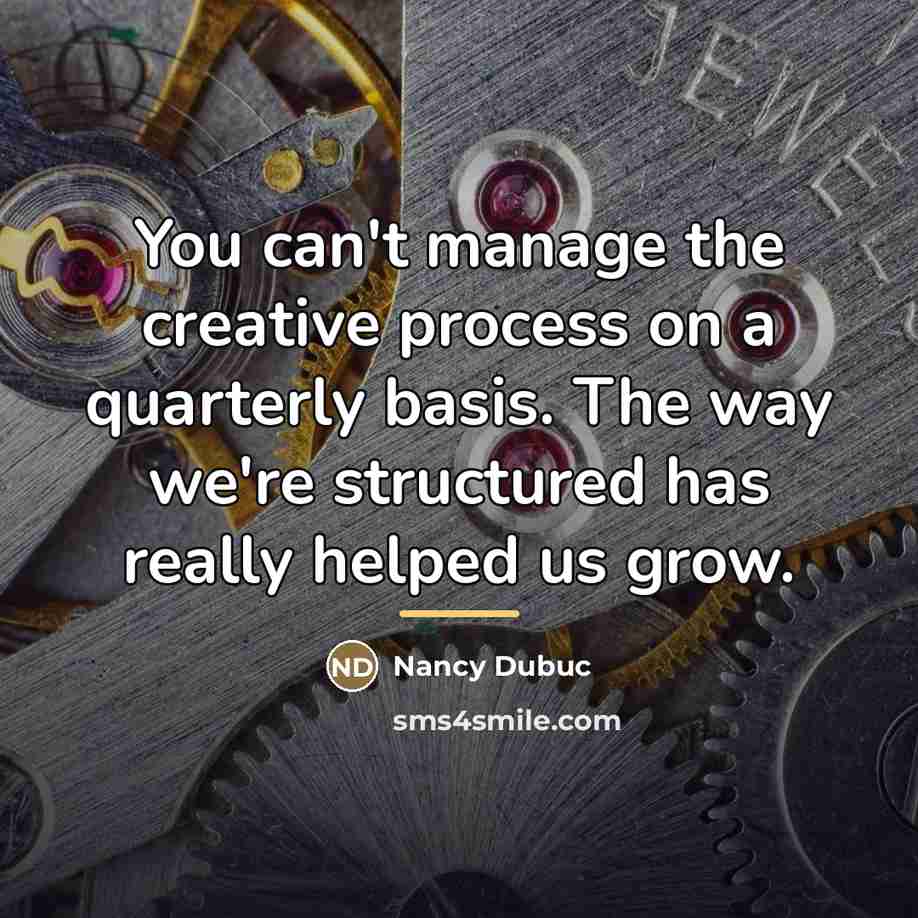 “You can't manage the creative process on a quarterly basis.…” quote by Nancy Dubuc
