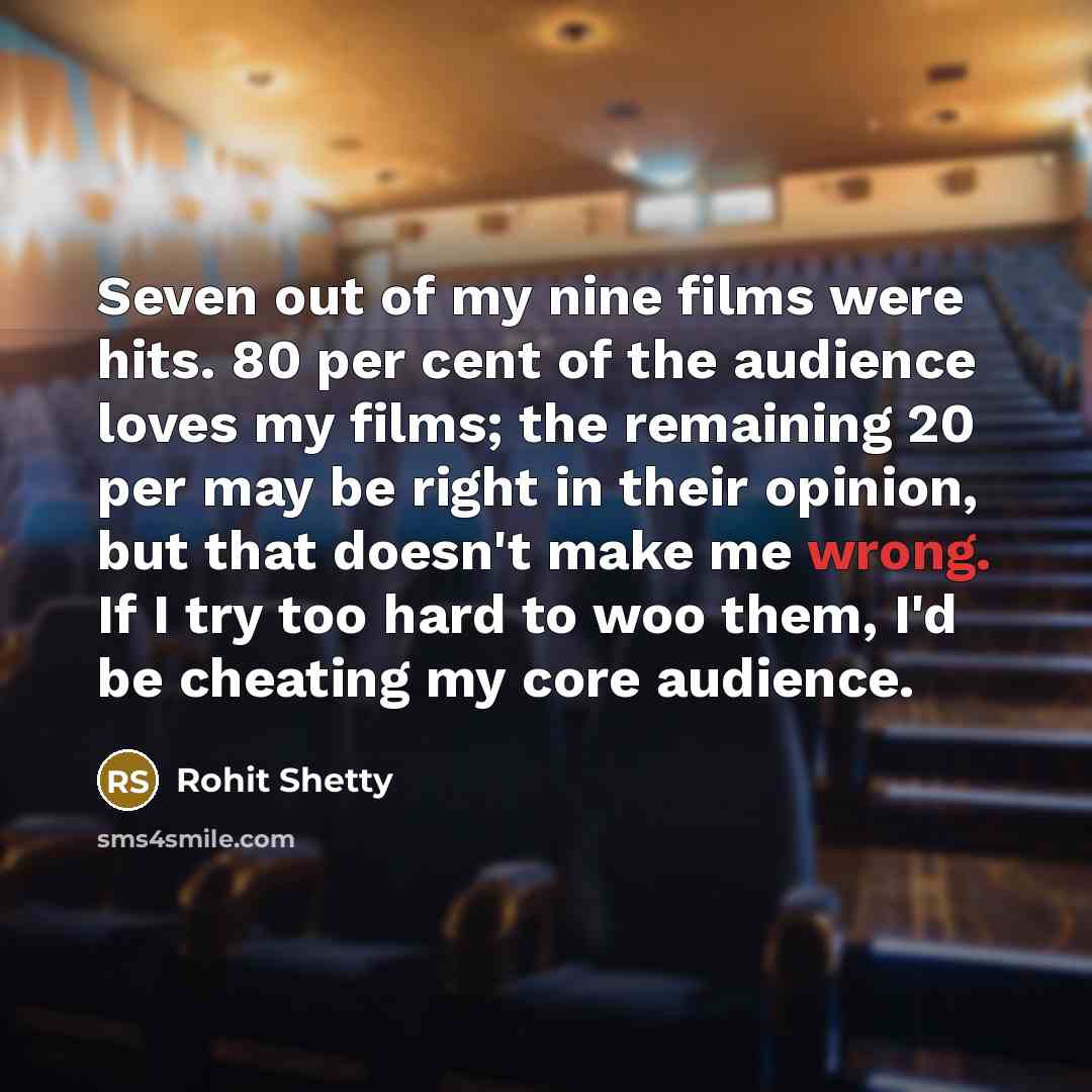“Seven out of my nine films were hits. 80 per…” quote by Rohit Shetty